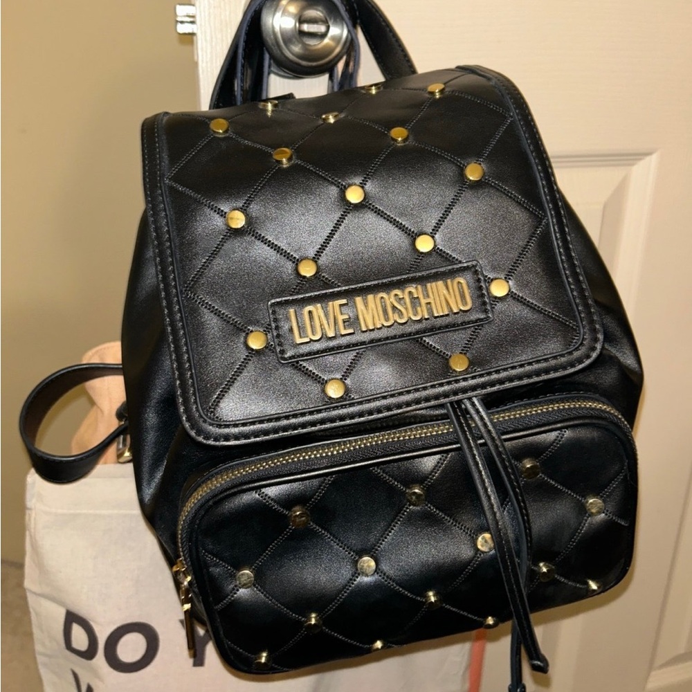 Love Moschino Black Quilted Backpack